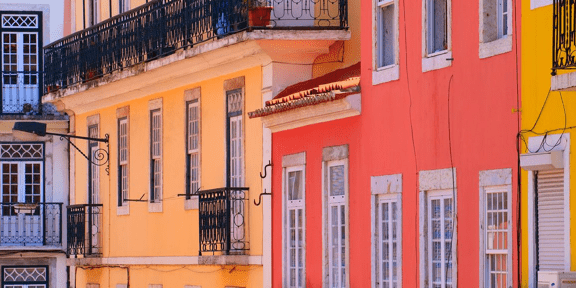 Picture of brightly colored buildings